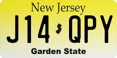 NJ license plate J14QPY