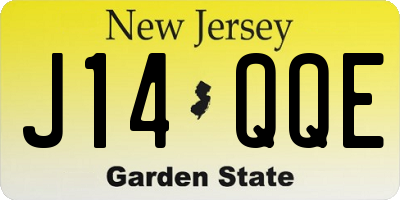 NJ license plate J14QQE
