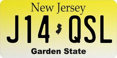 NJ license plate J14QSL