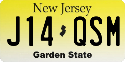 NJ license plate J14QSM