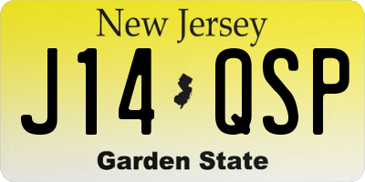 NJ license plate J14QSP