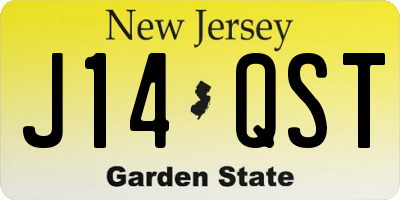 NJ license plate J14QST