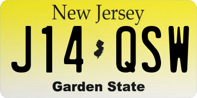 NJ license plate J14QSW