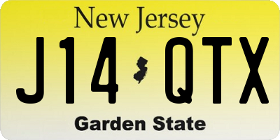 NJ license plate J14QTX