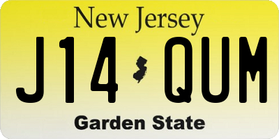 NJ license plate J14QUM