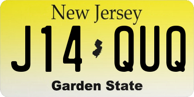 NJ license plate J14QUQ