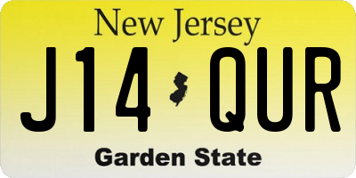 NJ license plate J14QUR