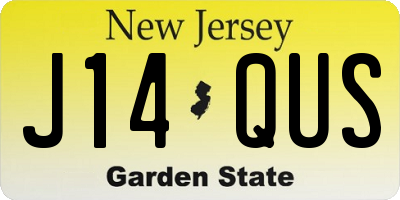 NJ license plate J14QUS
