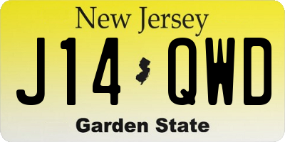 NJ license plate J14QWD