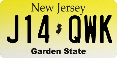 NJ license plate J14QWK