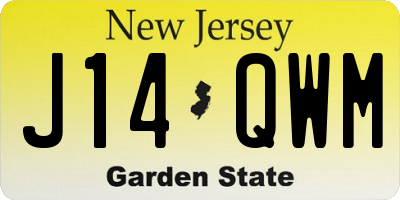 NJ license plate J14QWM