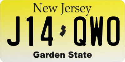 NJ license plate J14QWO