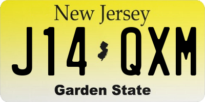 NJ license plate J14QXM