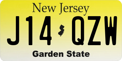 NJ license plate J14QZW