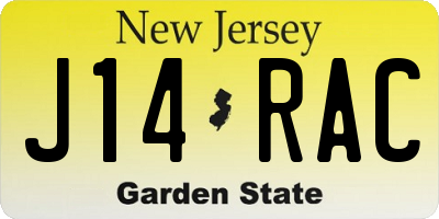 NJ license plate J14RAC