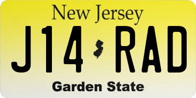 NJ license plate J14RAD