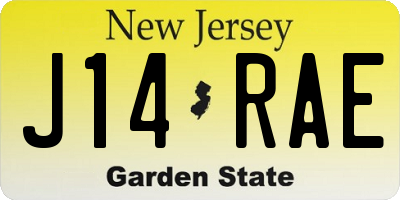 NJ license plate J14RAE