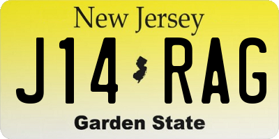 NJ license plate J14RAG