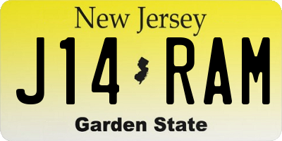 NJ license plate J14RAM