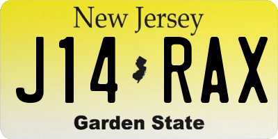 NJ license plate J14RAX
