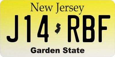 NJ license plate J14RBF