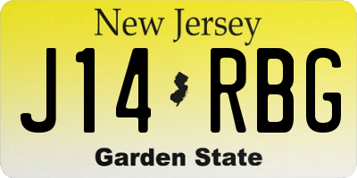 NJ license plate J14RBG