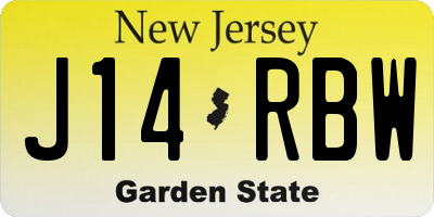 NJ license plate J14RBW