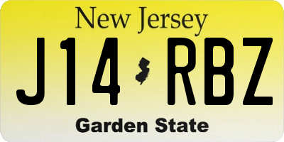 NJ license plate J14RBZ