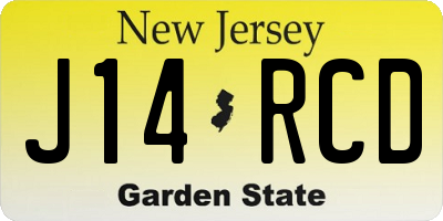 NJ license plate J14RCD