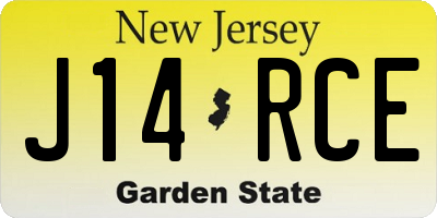 NJ license plate J14RCE