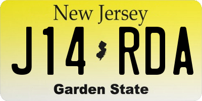 NJ license plate J14RDA