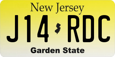 NJ license plate J14RDC