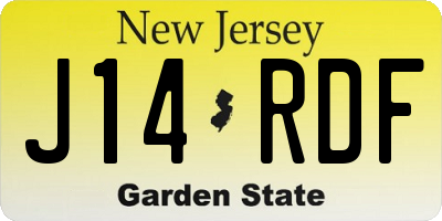 NJ license plate J14RDF