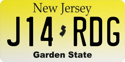 NJ license plate J14RDG