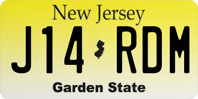 NJ license plate J14RDM