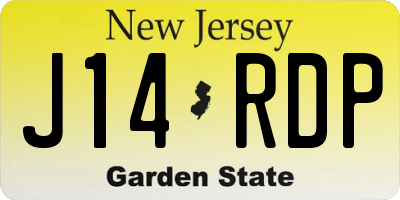 NJ license plate J14RDP