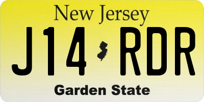 NJ license plate J14RDR