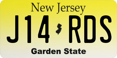 NJ license plate J14RDS