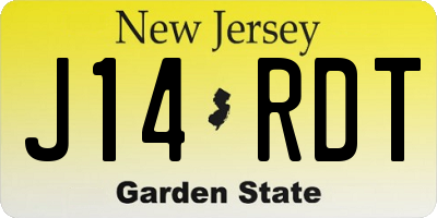 NJ license plate J14RDT