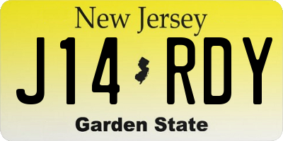 NJ license plate J14RDY