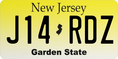 NJ license plate J14RDZ
