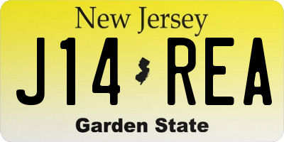 NJ license plate J14REA