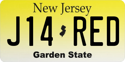 NJ license plate J14RED
