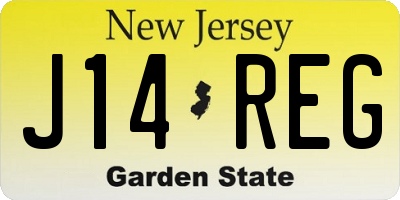 NJ license plate J14REG