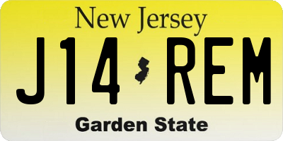 NJ license plate J14REM