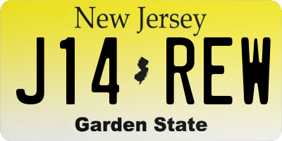 NJ license plate J14REW