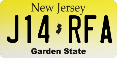 NJ license plate J14RFA