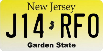 NJ license plate J14RFO