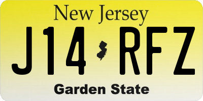 NJ license plate J14RFZ