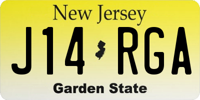 NJ license plate J14RGA